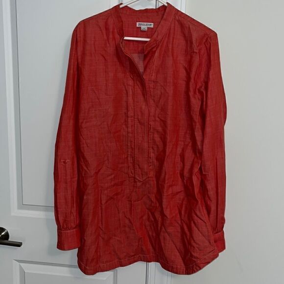 Pendleton Tops - Orange long convertible rollup casual Orange Red Pendleton Tunic XL women’s